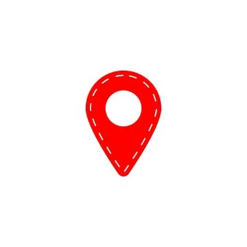 Red Location Pin with Dashed Outline Vector Icon Isolated Stock Illustration