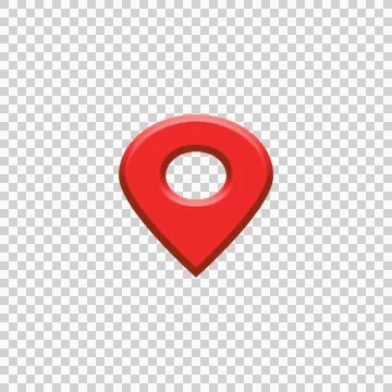 Red location pin icon for map and navigation on transparent background Stock Illustration