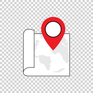 Red Location Pin on Map Scroll Stock Illustration