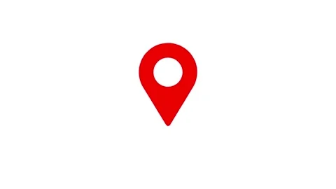 Red location pin marker animation motion graphics on white background Stock Footage 346496436