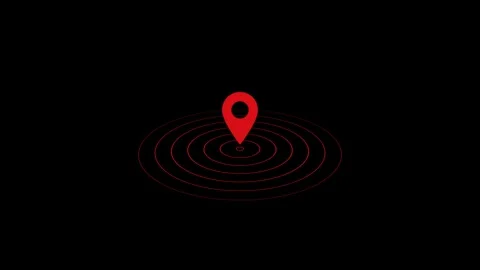Red location pin seamless loop animation with 3D radio wave signals. Stock Footage 327814966