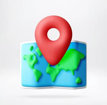 Red location pin on world map in 3D イラスト素材