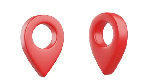 Red location symbol rotated 3d animation Stock Footage 222547788