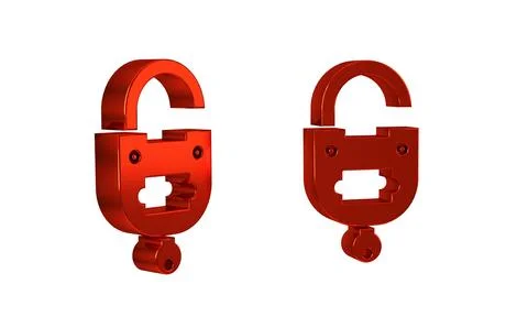 Red Lock and key icon isolated on transparent background. Padlock sign. Sec.. Stockillustratie