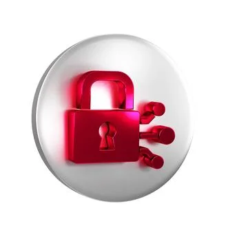 Red Lock with bitcoin icon isolated on transparent background. Cryptocurren.. イラスト素材