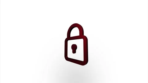 Red lock icon flipping, rotation. Elegant 3d realistic light render. Seamless Video stock 159824281