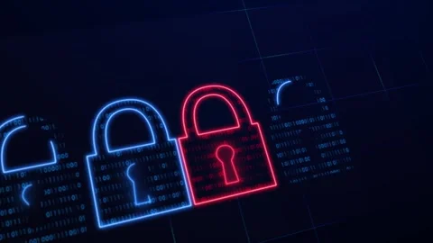 Red lock with matrix interface Stock Footage 296490256