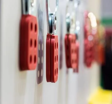 The Red Lock out hasp Stock Photos