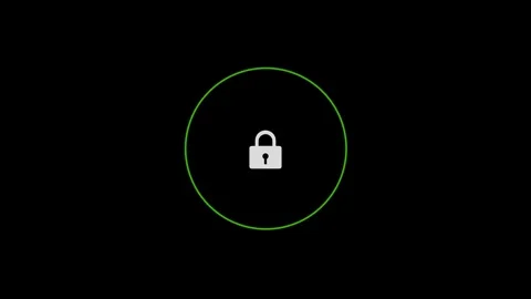Red lock security icon background clean circular ring, black copy space, minimal Stock Footage 340412180
