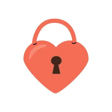 Red lock in shape heart - doodle illustration Stock Illustration