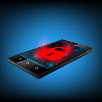 Red lock on the smartphone screen. Illustrazione stock