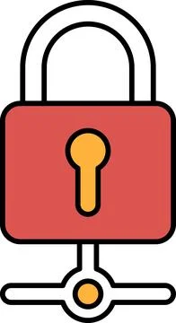 A red lock with a yellow keyhole Stock-Illustration
