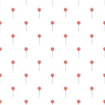 Red lollipop candy seamless pattern creating sweet background Illustrazione stock