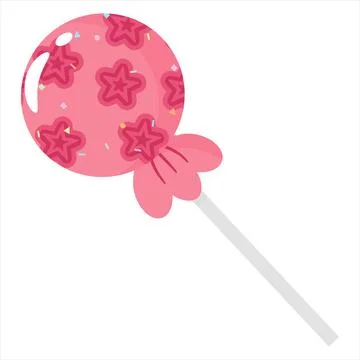 Red Lollipop with Star Patterns and Sprinkles Vector Illustration Stock Illustration