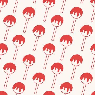 Red lollipops with drips pattern on white background Stock Illustration