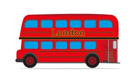 Red London Bus vector drawing on a white background Stock Illustration