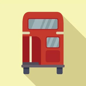 Red london double decker bus driving on left side of road Stock Illustration