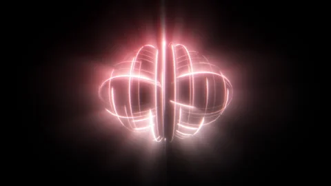 Red Long Particles with Light Rays Emitting and Looping Back Inwards Creating Stock Footage 341375449
