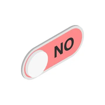 Red long round button NO icon, isometric 3d style Stock Illustration
