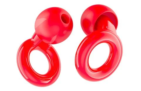 Red Loop Earplugs, 3D rendering Stock Illustration