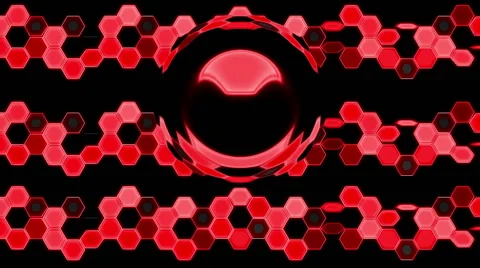 Red Looping Hexagon Tech Abstract with ocular effect Stock Footage 41000427