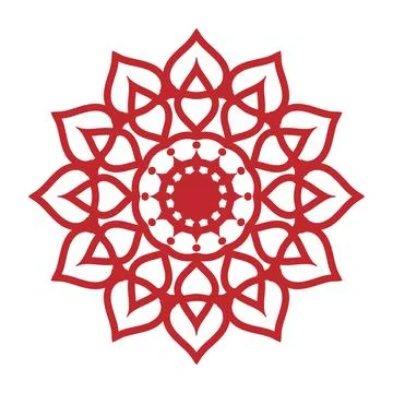 Red Lotus Bloom Mandala with Elegant Circular Petal Ornament Stock Illustration