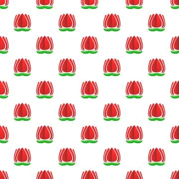 Red lotus flower flat design seamless pattern Stock Illustration