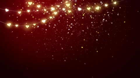 Red love abstract looping background with animated glowing garland of hearts. Stock Footage 260876119