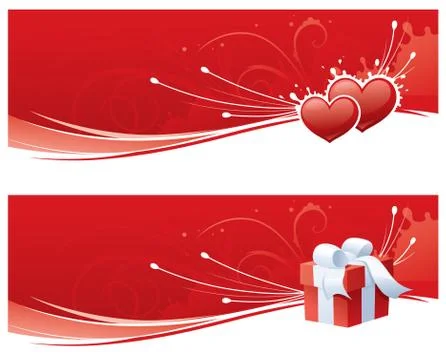 Red love banners Stock Illustration