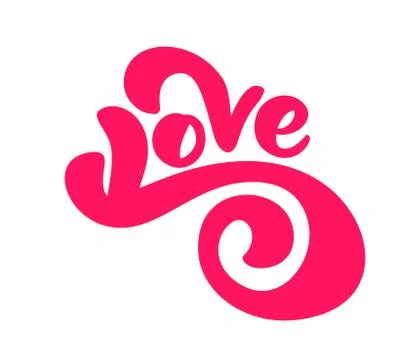 Red Love Handwritten vector ink lettering valentine concept. Modern brush hand Stock-Illustration