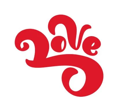 Red Love Handwritten vector ink lettering valentine concept. Modern brush hand Illustrazione stock