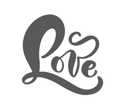 Red Love Handwritten vector ink lettering valentine concept. Modern brush hand Illustrazione stock