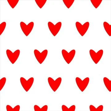 Red love heart seamless pattern illustration for Valentine day. Hand drawn Stock Illustration