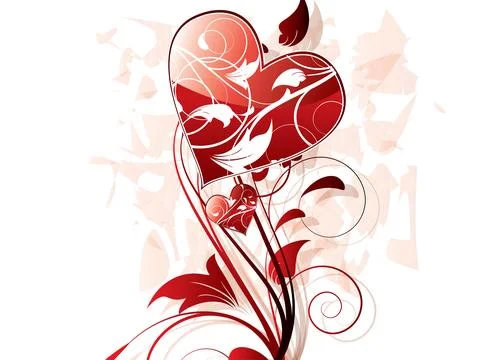 Red love hearts background Stock Illustration