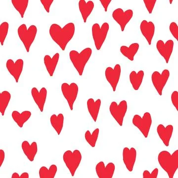 Red love hearts seamless pattern. Valentine's day ornamental background Stock Illustration