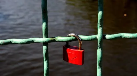 Red love lock Stock Footage 8847306