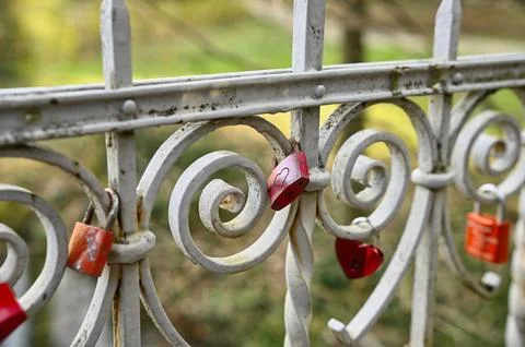 Red love locks Stock Photos