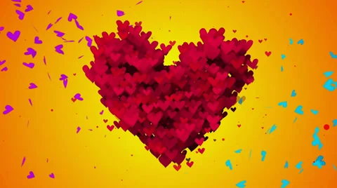 Red Love Particles Heart Shape 3D orange Seamless Loop - 4K Resolution Ultra-HD Stock Footage 39590092