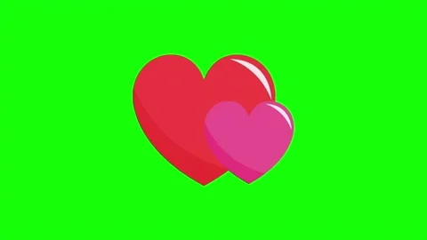 Red love pop-up heart icon with heartbeat animation on green screen Stock Footage 314205992