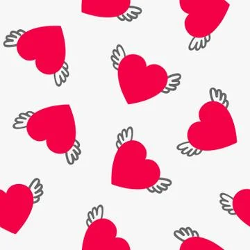 The red love Seamless pattern with hearts Stock Illustration
