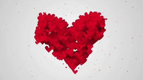Red Love Shape Particles white background Stock Footage 39542986