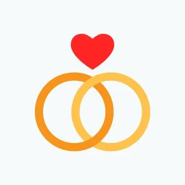 Red Love shape on top of Intersect golden rings Stock Illustration