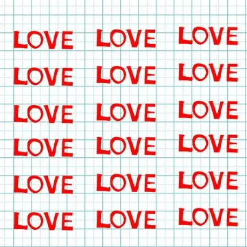 Red love text on a construction graph pad in illustration Stock Illustration
