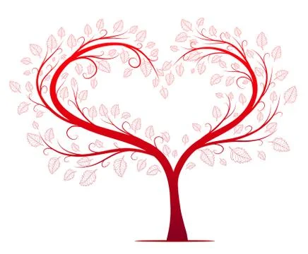 Red love tree vector Stock Illustration
