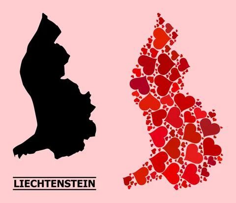 Red Lovely Pattern Map of Liechtenstein Stock Illustration