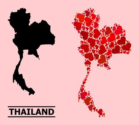 Red Lovely Pattern Map of Thailand Illustrazione stock