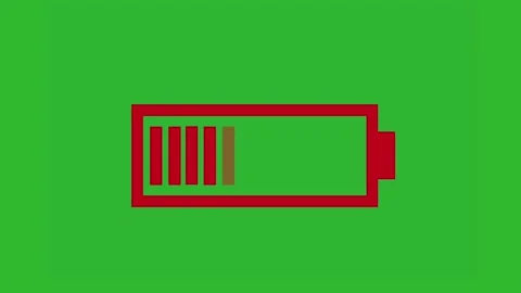 Red low battery icon on chroma green background. Stock Footage 202084690