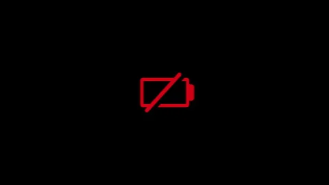 Red low battery warning icon sign blinking. Stock Footage 334159049