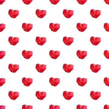 Red low poly geometric heart pattern design Stock Illustration