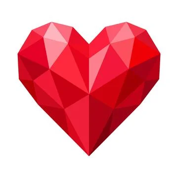 Red Low Poly Geometric Heart Icon, Isolated Vector Illustration Stock Illustration